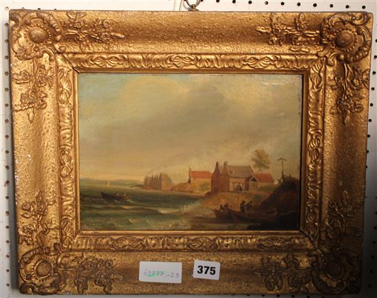 19thc English school, oil, coastal scene